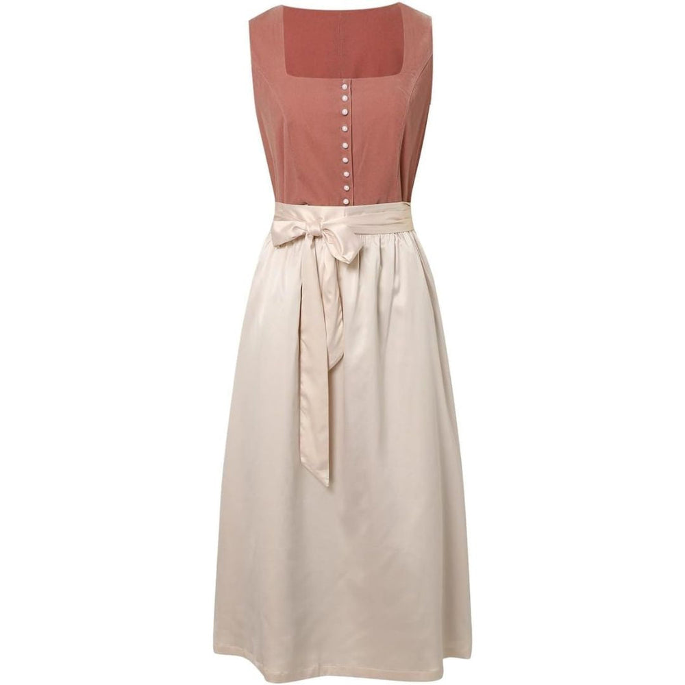 "Traditionelles Damen-Trachtenkleid mit quadratischem Ausschnitt, bayerische Eleganz, ideales Oktoberfest-Outfit, Midi-Länge.