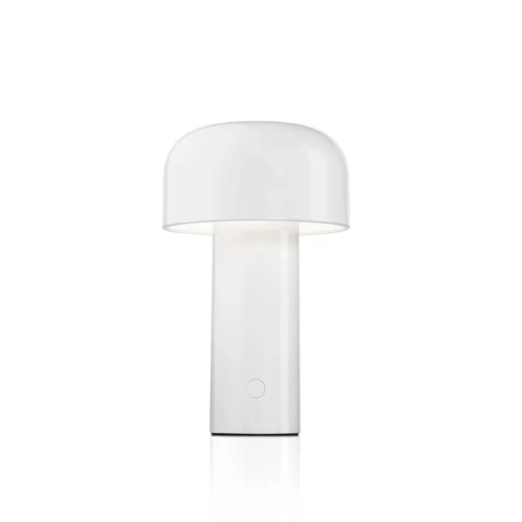 "Tragbare LED Tischlampe in Pilzform mit dreifarbiger Dimmfunktion, moderne Ästhetik, ideal für stilvolle Beleuchtung."