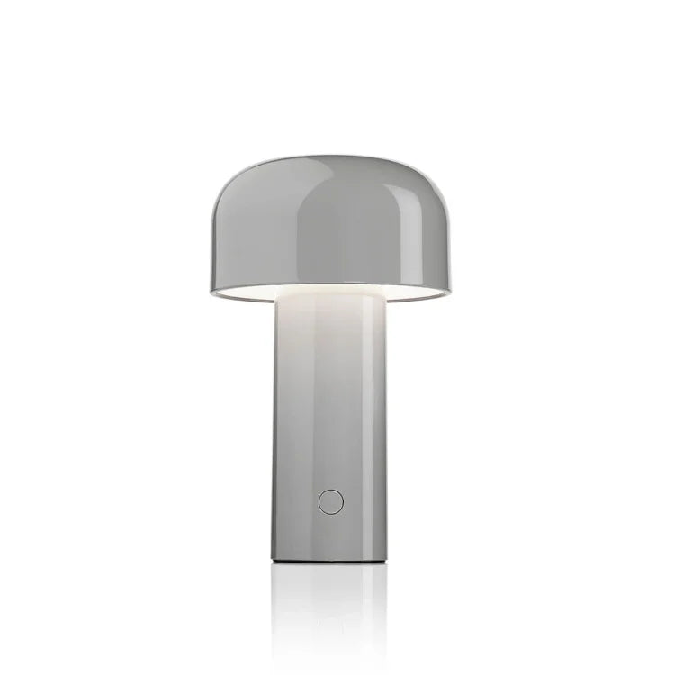 "Tragbare LED Tischlampe in Pilzform mit dreifarbiger Dimmfunktion, moderne Ästhetik, ideal für stilvolle Beleuchtung."