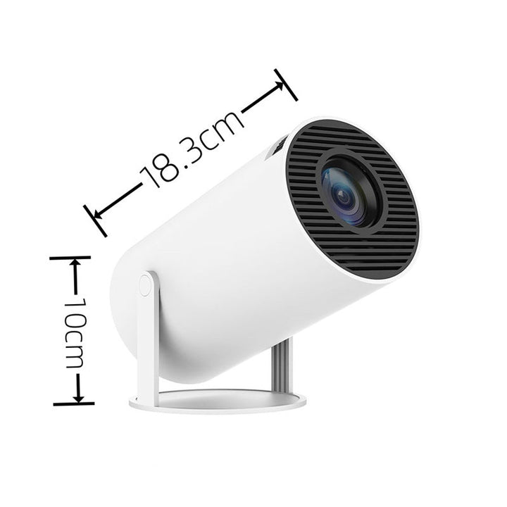 Tragbarer 4K Smart Beamer, weiß, mit WiFi & Bluetooth, 180 Grad Projektion, kompakt, ideal für Heimkino und unterwegs.