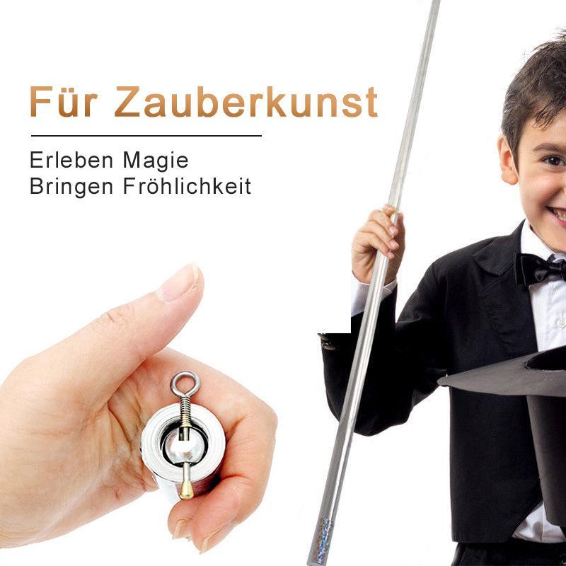 "Tragbarer, vielseitiger Metallstab in kompakter Form, ideal für Selbstverteidigung und magische Effekte, silbern."