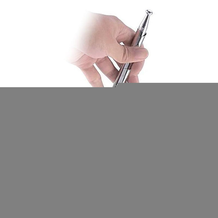 "Tragbarer, vielseitiger Metallstab in kompakter Form, ideal für Selbstverteidigung und magische Effekte, silbern."