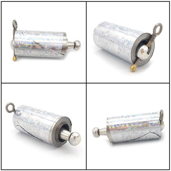 "Tragbarer, vielseitiger Metallstab in kompakter Form, ideal für Selbstverteidigung und magische Effekte, silbern."