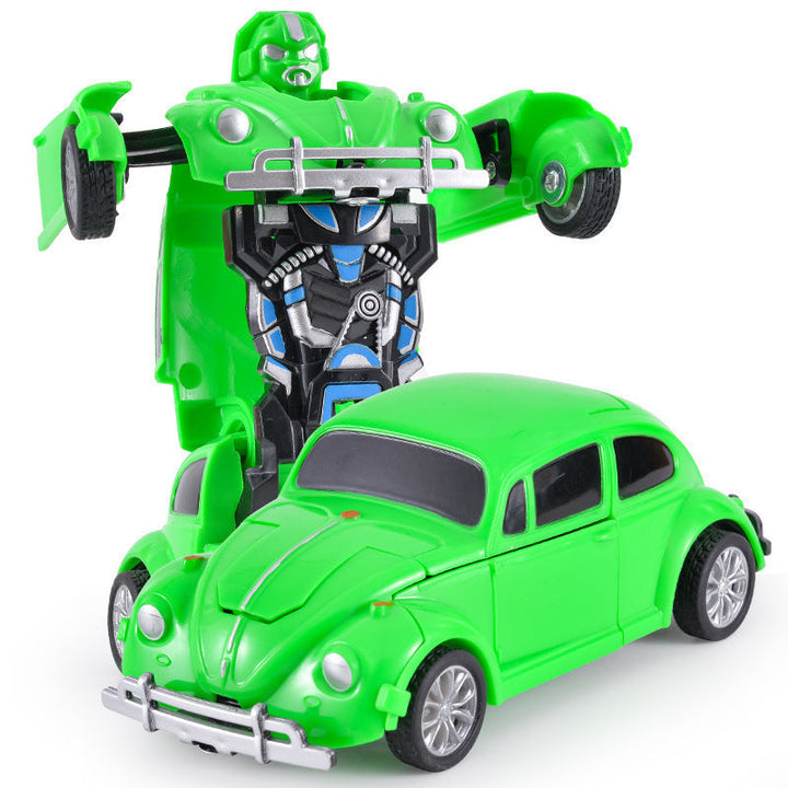 "Transformierendes Kinderfahrzeug in leuchtendem Gelb, von Auto zu Roboter, fördert kreative Spielideen und Fantasie"