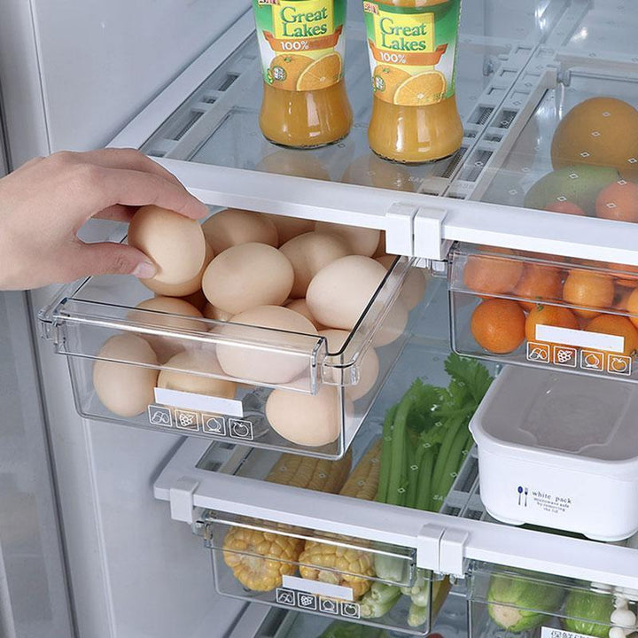 "Transparente, ausziehbare Kühlschrank-Schublade aus BPA-freiem Kunststoff für bessere Lebensmittelorganisation"