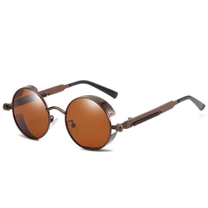 Trendige Unisex Vintage-Sonnenbrille mit polarisierten UV400-Gläsern, elegante Retro-Optik in Bronze für Damen und Herren.