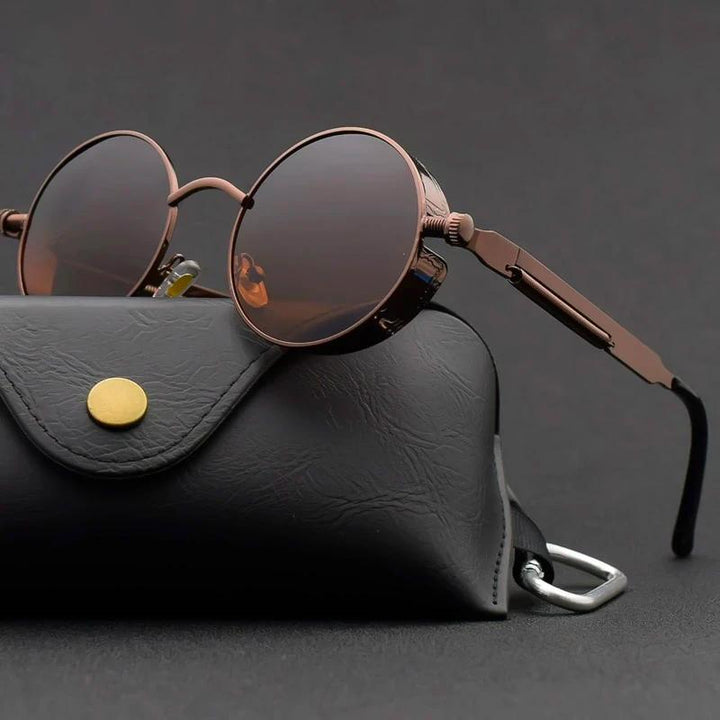 Trendige Unisex Vintage-Sonnenbrille mit polarisierten UV400-Gläsern, elegante Retro-Optik in Bronze für Damen und Herren.