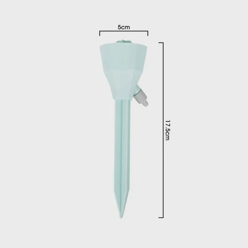 "Tropfbewässerungssystem im Einsatz, anpassbare Spikes, ideal für DIY Garten und Topfpflanzen, automatisierte Bewässerung."