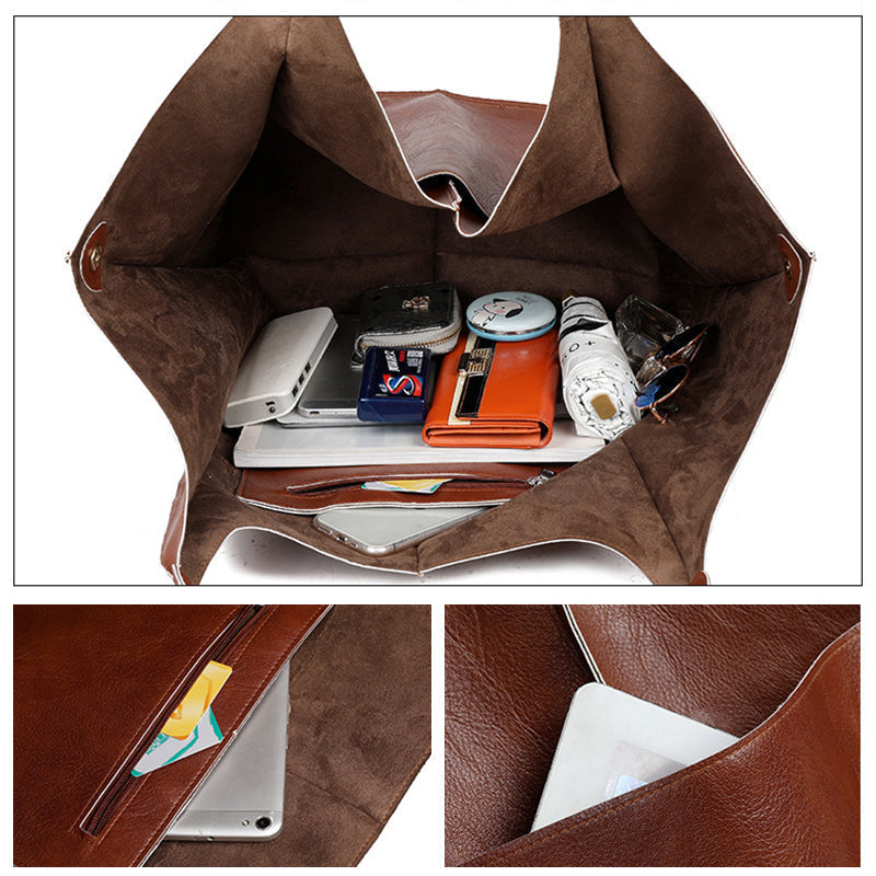 "Übergroße elegante Leder-Weekender-Handtasche mit modernem Design in vielseitigen Farben, perfekte Damen-Bag."