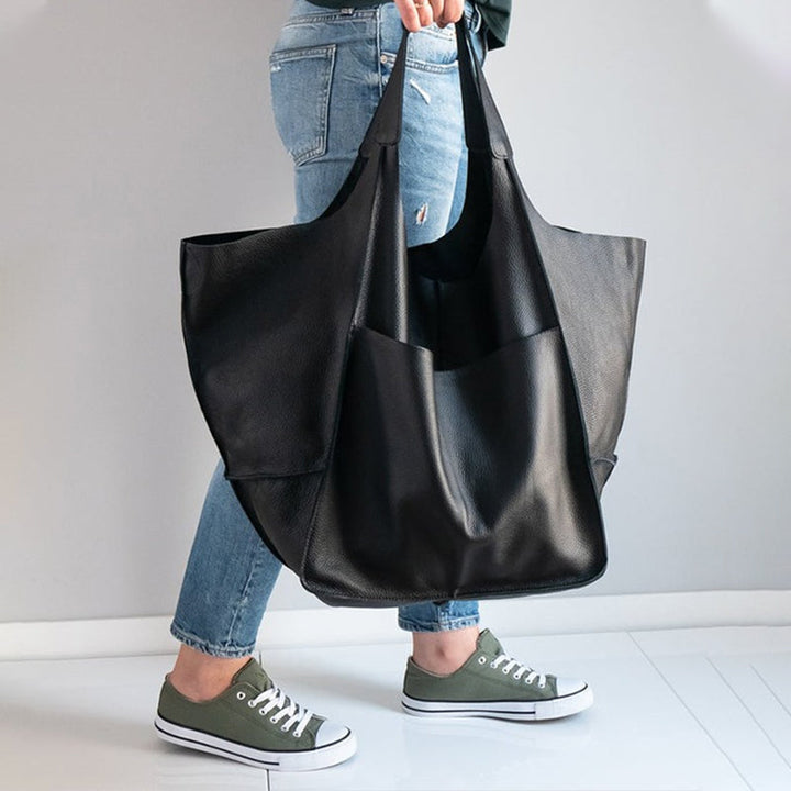 "Übergroße elegante Leder-Weekender-Handtasche mit modernem Design in vielseitigen Farben, perfekte Damen-Bag."