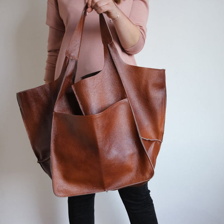 "Übergroße elegante Leder-Weekender-Handtasche mit modernem Design in vielseitigen Farben, perfekte Damen-Bag."