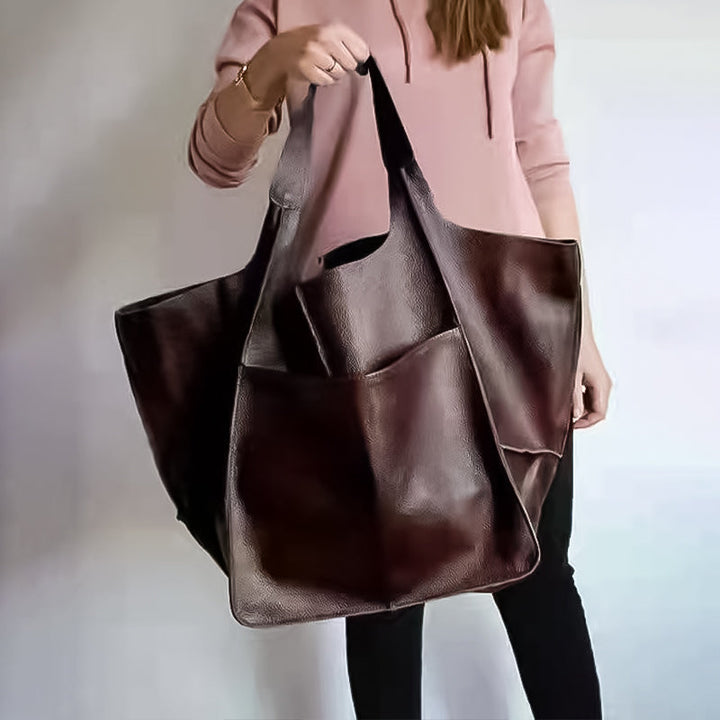 "Übergroße elegante Leder-Weekender-Handtasche mit modernem Design in vielseitigen Farben, perfekte Damen-Bag."