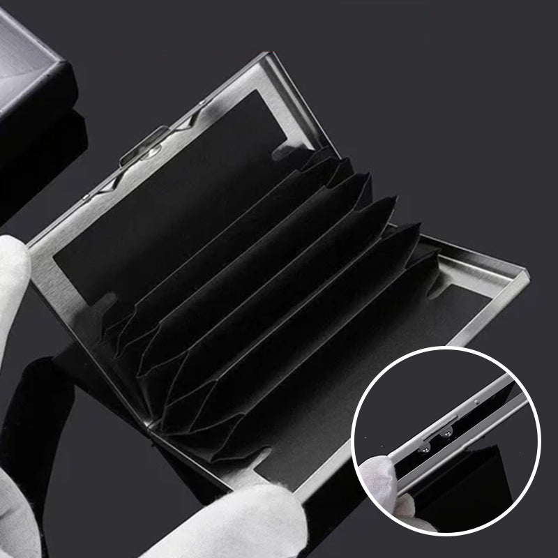 "Ultradünnes RFID-Kartenetui, Diebstahlschutz, stilvolles Design, Edelstahl, Platz für 6 Karten, ideal für Frauen"