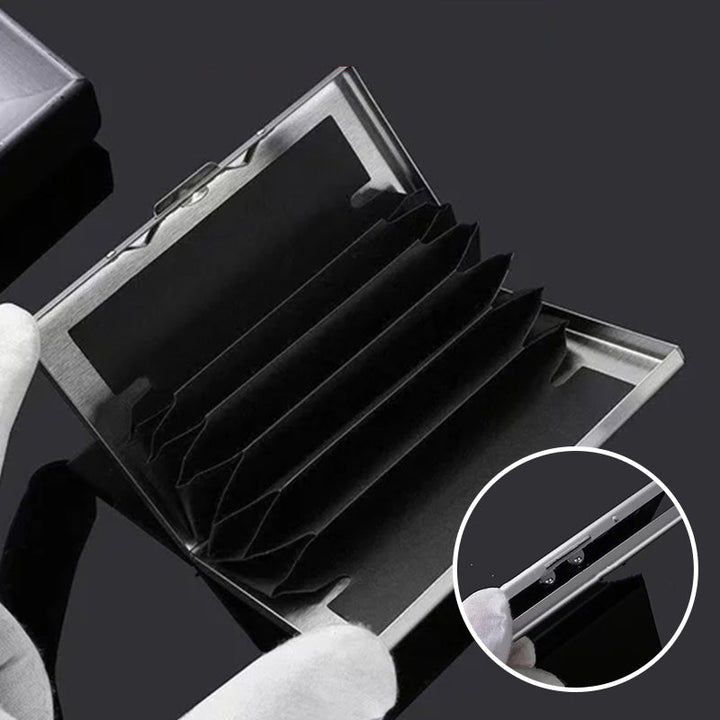 "Ultradünnes RFID-Kartenetui, Diebstahlschutz, stilvolles Design, Edelstahl, Platz für 6 Karten, ideal für Frauen"