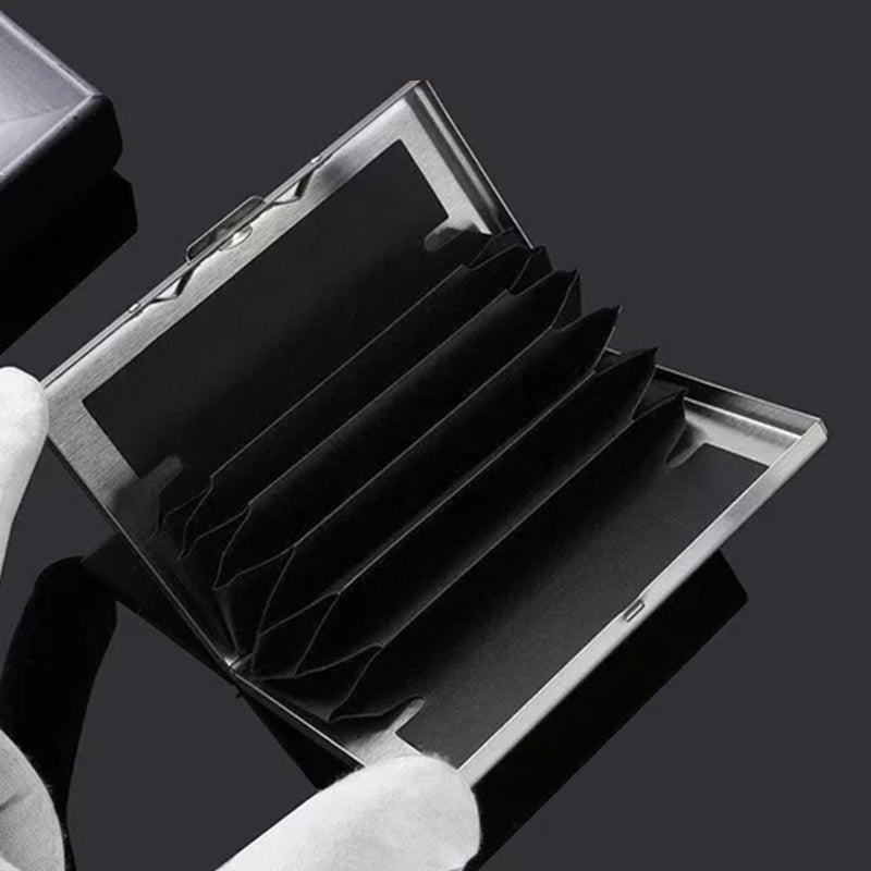 "Ultradünnes RFID-Kartenetui, Diebstahlschutz, stilvolles Design, Edelstahl, Platz für 6 Karten, ideal für Frauen"