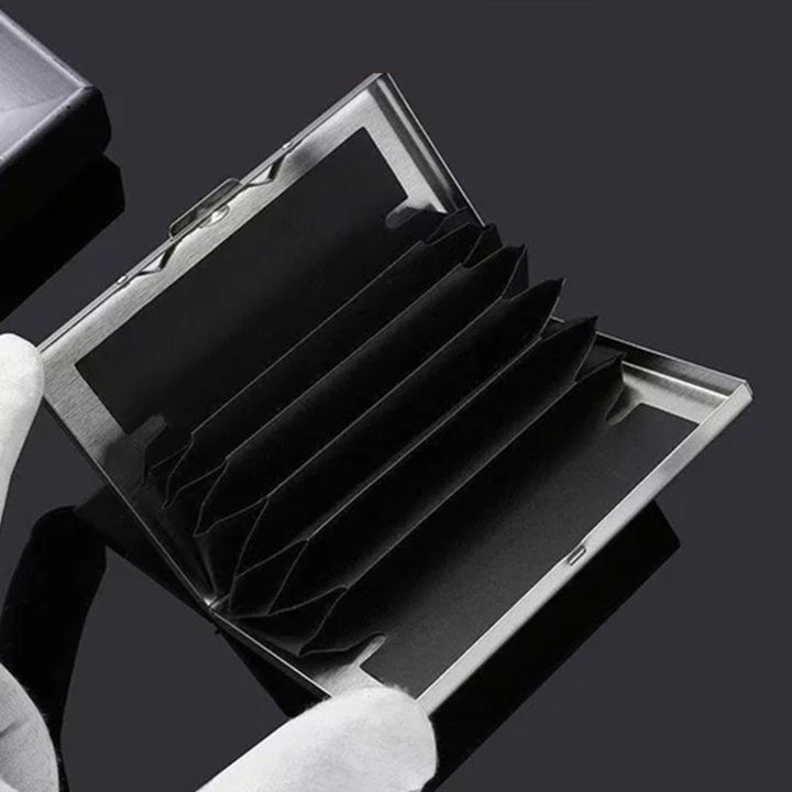 "Ultradünnes RFID-Kartenetui, Diebstahlschutz, stilvolles Design, Edelstahl, Platz für 6 Karten, ideal für Frauen"