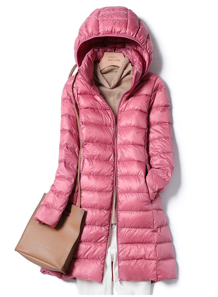 Ultraleichte Winter-Freizeitjacke in Burgundisch, warm, isolierend und stilvoll für Damen, ideal für kalte Tage.