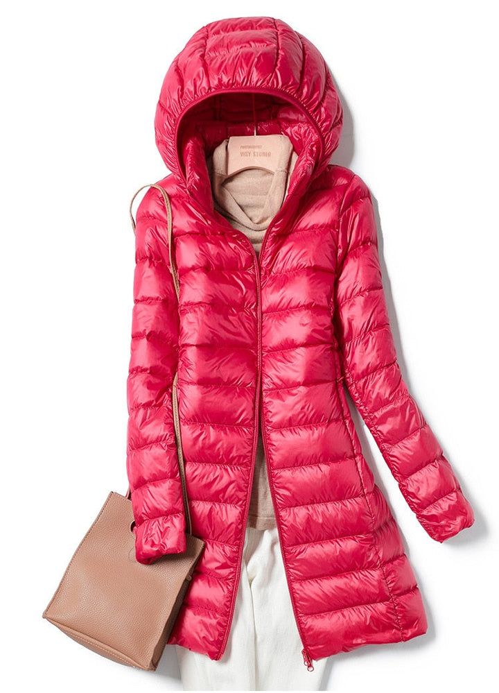 Ultraleichte Winter-Freizeitjacke in Burgundisch, warm, isolierend und stilvoll für Damen, ideal für kalte Tage.