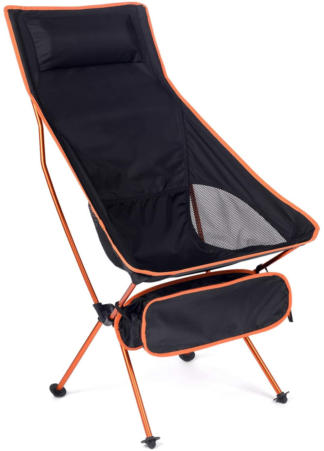 "Ultraleichter Campingstuhl, orange, tragbar, XXL Komfort, für Outdoor-Abenteuer, leicht zu transportieren und stabil."