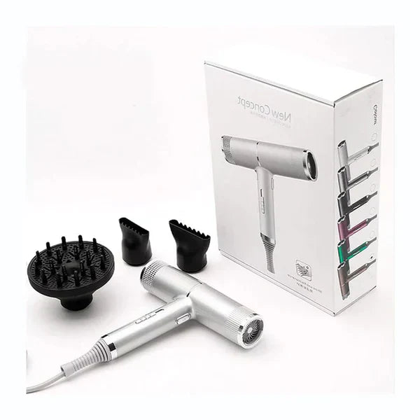 "Ultraleichter Haartrockner mit 1100W; stilvoll, ergonomisch, in Grau, Rot, Schwarz; für schnelles, glänzendes Haar."