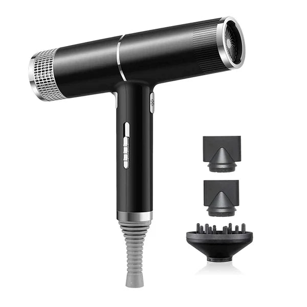 "Ultraleichter Haartrockner mit 1100W; stilvoll, ergonomisch, in Grau, Rot, Schwarz; für schnelles, glänzendes Haar."