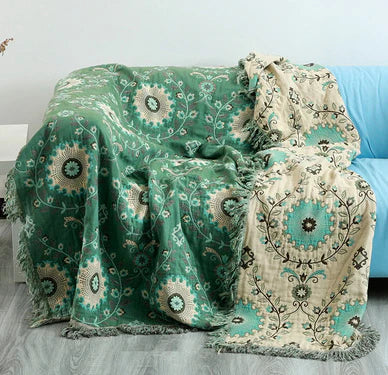 "Umkehrbare skandinavische Decke mit Vogeldesign, harmonische Farben, für Wohn- und Schlafzimmer, vielseitig einsetzbar."