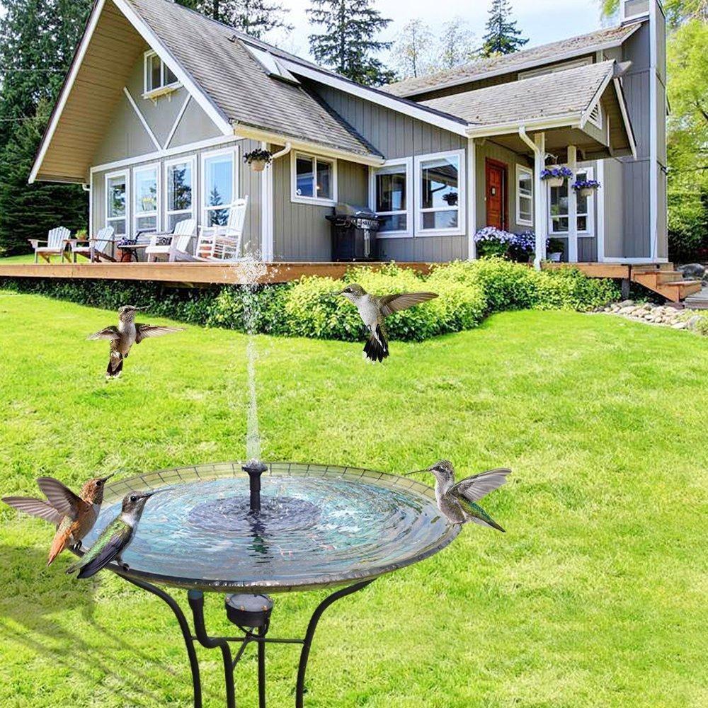 "Umweltfreundliche solarbetriebene Brunnenpumpe für Garten mit vielseitigen Düsen, ideal für dekorative Wasserspiele."