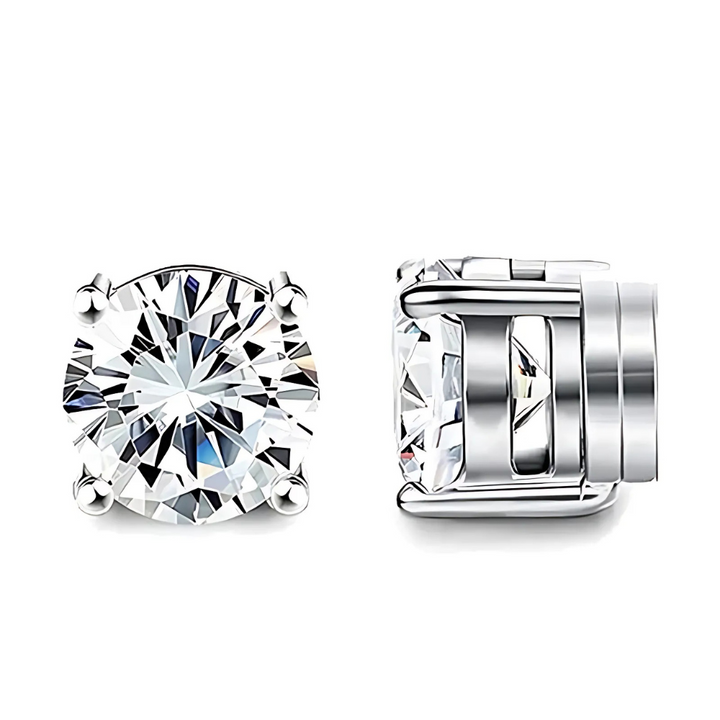 Unisex magnetische Kristall Ohrringe, Clip-on Schmuck, silber, glitzerndes Zirkon-Design, nicht-durchdringend, modisch.