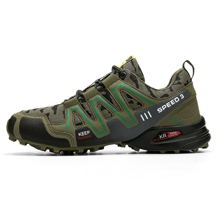 Unisex orthopädischer Lauf- und Wanderschuh, dunkelgrau, mit atmungsaktivem Obermaterial und rutschfester Sohle.