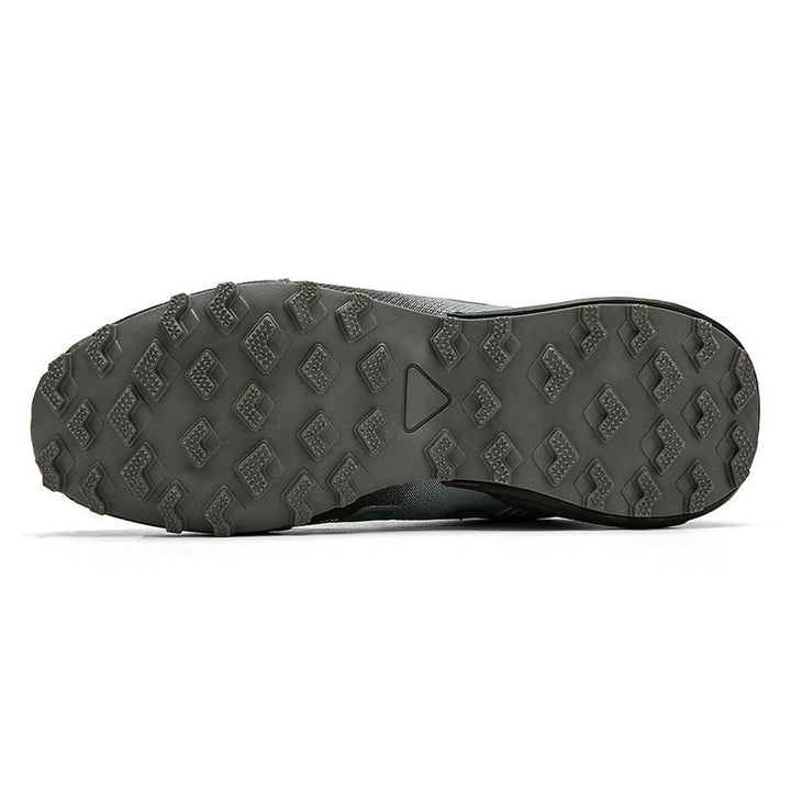 Unisex orthopädischer Lauf- und Wanderschuh, dunkelgrau, mit atmungsaktivem Obermaterial und rutschfester Sohle.