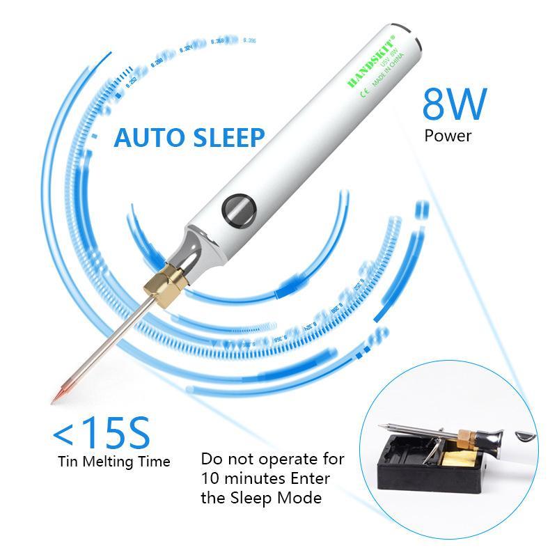 "USB Elektrisches Lötkolben-Set mit feiner Spitze, tragbar und schnell aufheizend für präzise Lötarbeiten, kompakt designt."