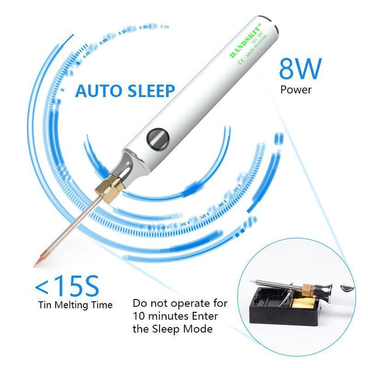 "USB Elektrisches Lötkolben-Set mit feiner Spitze, tragbar und schnell aufheizend für präzise Lötarbeiten, kompakt designt."