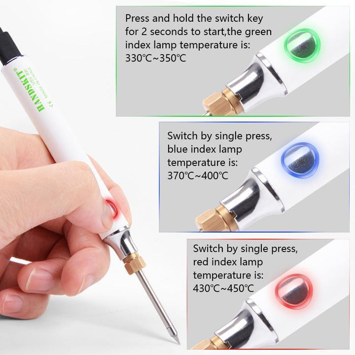 "USB Elektrisches Lötkolben-Set mit feiner Spitze, tragbar und schnell aufheizend für präzise Lötarbeiten, kompakt designt."
