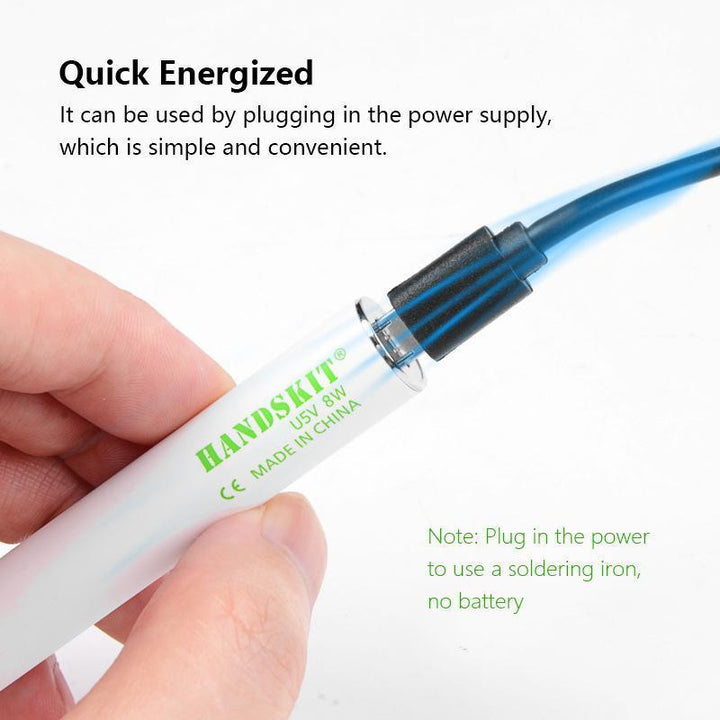 "USB Elektrisches Lötkolben-Set mit feiner Spitze, tragbar und schnell aufheizend für präzise Lötarbeiten, kompakt designt."
