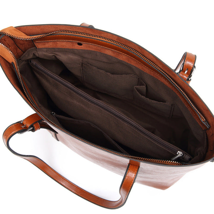 "Vegan lederhandtasche, stilvoll und geräumig mit handgefertigten Details, robuste Griffe, elegantes Design, Damenmode."