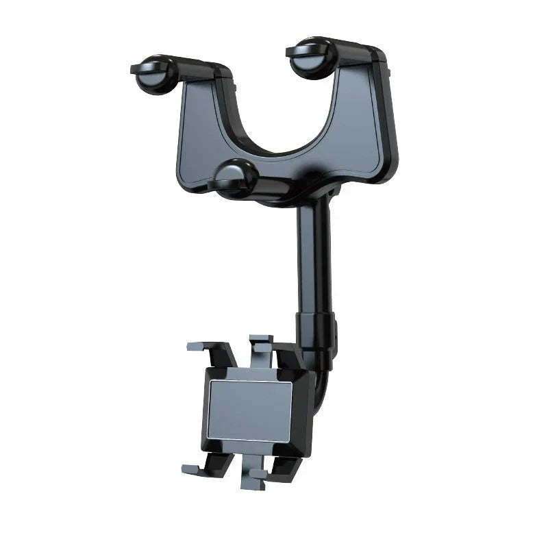 "Verstellbarer 360° Rückspiegel Handyhalter für Autos, optimiert für sichere Navigation und einfache Smartphone-Befestigung."