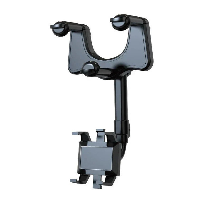 "Verstellbarer 360° Rückspiegel Handyhalter für Autos, optimiert für sichere Navigation und einfache Smartphone-Befestigung."