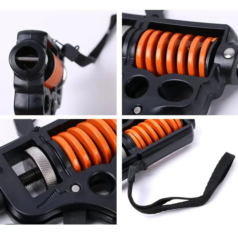 Verstellbarer Handgrifftrainer, Schwarz-Rot, Stahlfeder, 5-165 kg, Griffkraft- und Unterarmtraining, kompakt und robust.