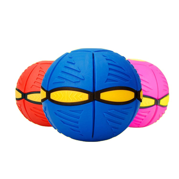 Verwandlungsball für draußen, spielerisches Design, wandelbar von Scheibe zu Ball, bunte Farben, robust, ideal für Kinder.