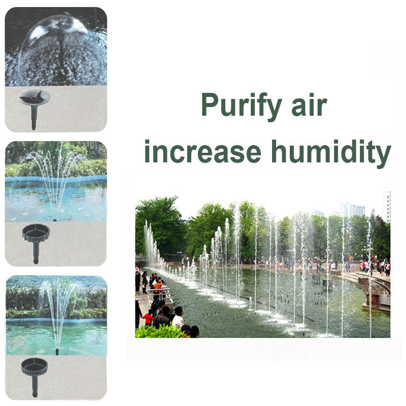 "Vielseitige Springbrunnenpumpe aus robustem Material mit Düsenaufsätzen für individuelle Wasserstrahlmuster im Garten."