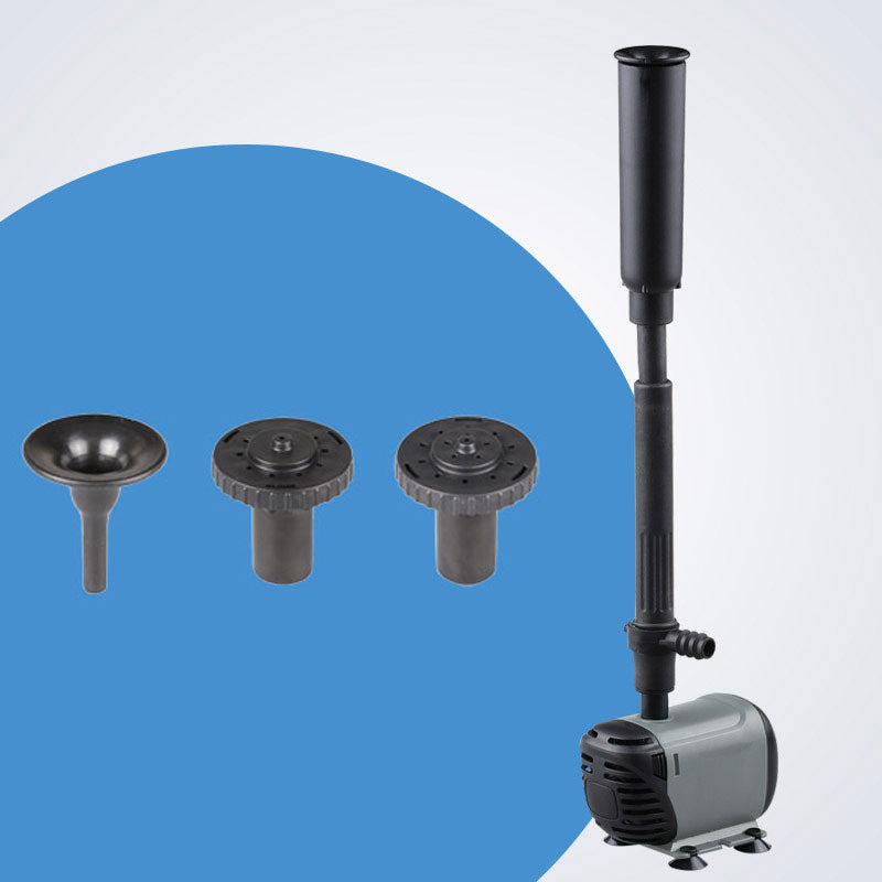 Vielseitige und robuste Springbrunnenpumpe mit drei Düsen, einstellbarem Durchfluss, schwarzes Gehäuse, ideal für Wassereffek