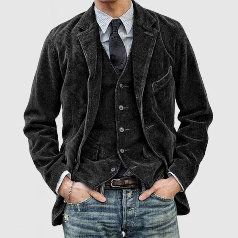 "Vintage Herren-Blazer und Weste im Retro-Stil, braun mit klassischem Schnitt, perfekt für elegante Anlässe."