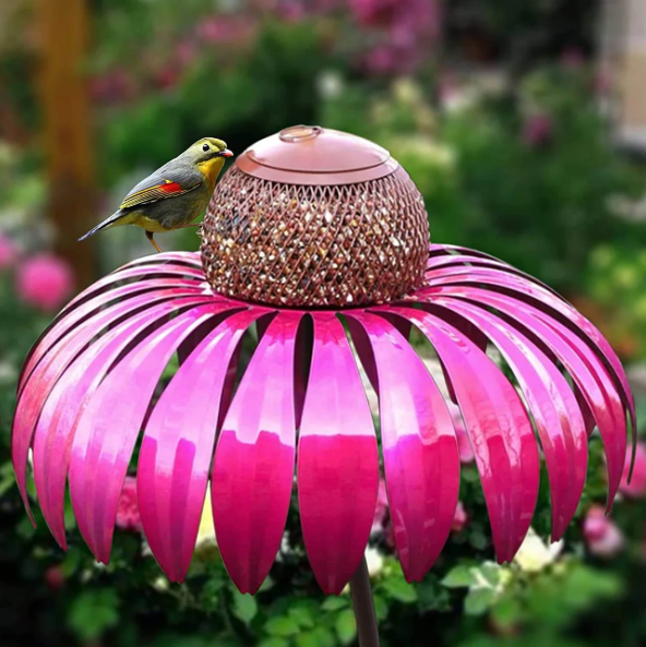 Vogelhaus im floralen Design, wetterfest, bietet Vögeln Schutz und fügt sich dekorativ in den Garten ein.