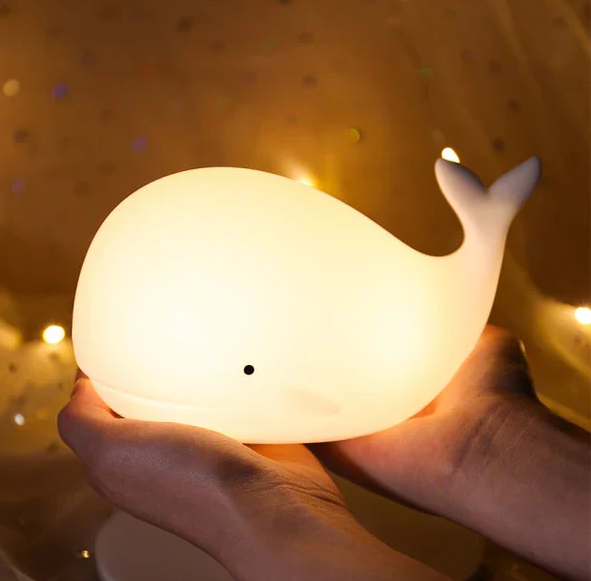 "Wal-Nachtleuchte, Farbwechsel, weiches Silikon, sanftes Licht, ideal für Kinderzimmer, entspannte Atmosphäre, wiederaufladba