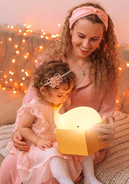 "Wal-Nachtleuchte, Farbwechsel, weiches Silikon, sanftes Licht, ideal für Kinderzimmer, entspannte Atmosphäre, wiederaufladba