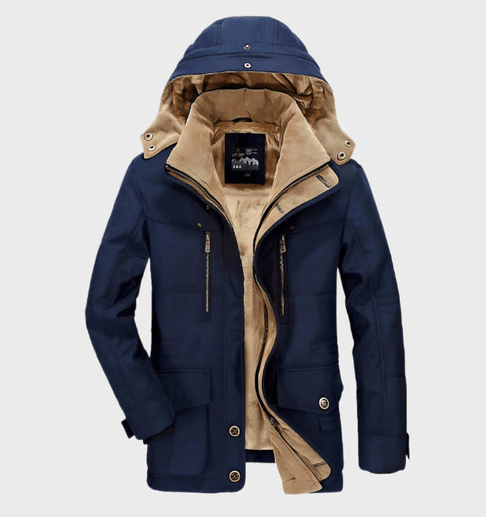 "Warme Herren Winterjacke, wasserdicht, atmungsaktiv, modernes Design, optimaler Wärmeschutz für kalte Tage."