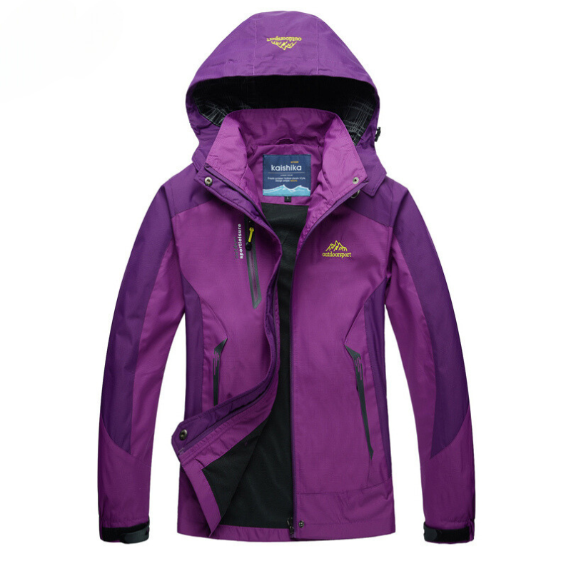 "Wasserdichte, atmungsaktive Damenjacke in elegantem Design, ideal bei Regen, vielseitig kombinierbar, robust und leicht."