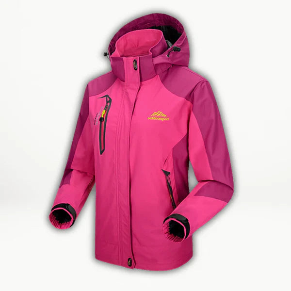 "Wasserdichte, atmungsaktive Damenjacke in elegantem Design, ideal bei Regen, vielseitig kombinierbar, robust und leicht."