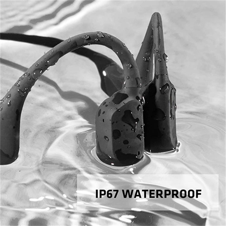 "Wasserdichte Knochenleitungs-Kopfhörer, elegant schwarz, Bluetooth 5.0, bietet hohen Komfort und ideal für sportliche Aktivi