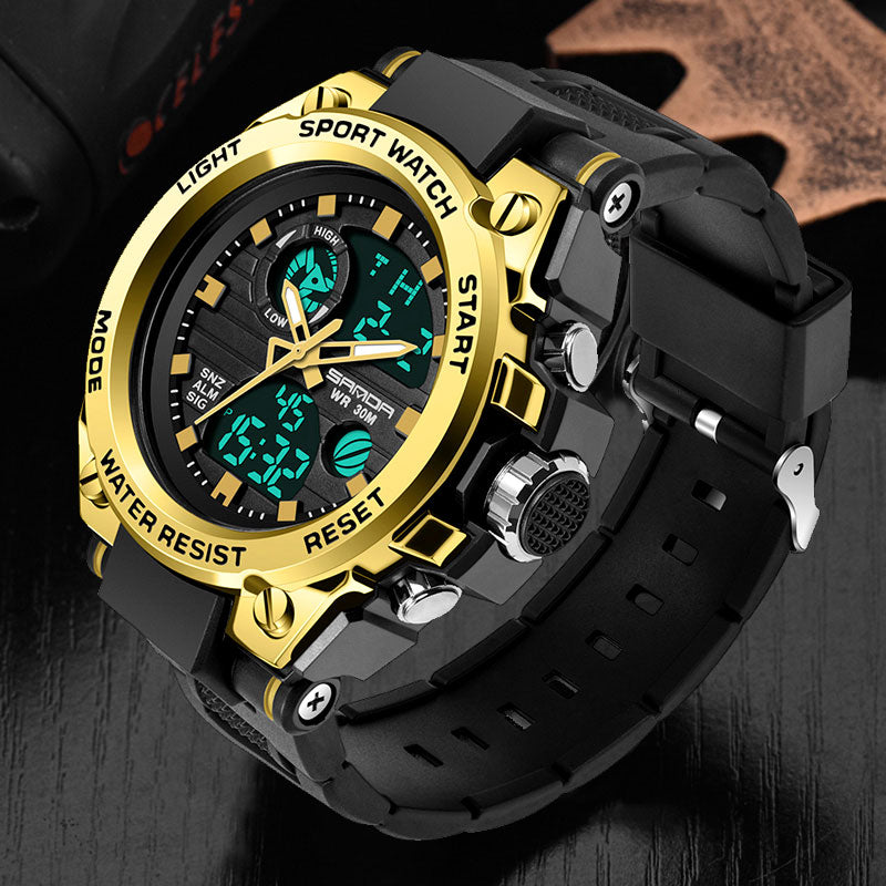 "Wasserdichte, stoßfeste digitale Herren Armbanduhr mit ergonomischem Design und hochauflösendem LED-Display."